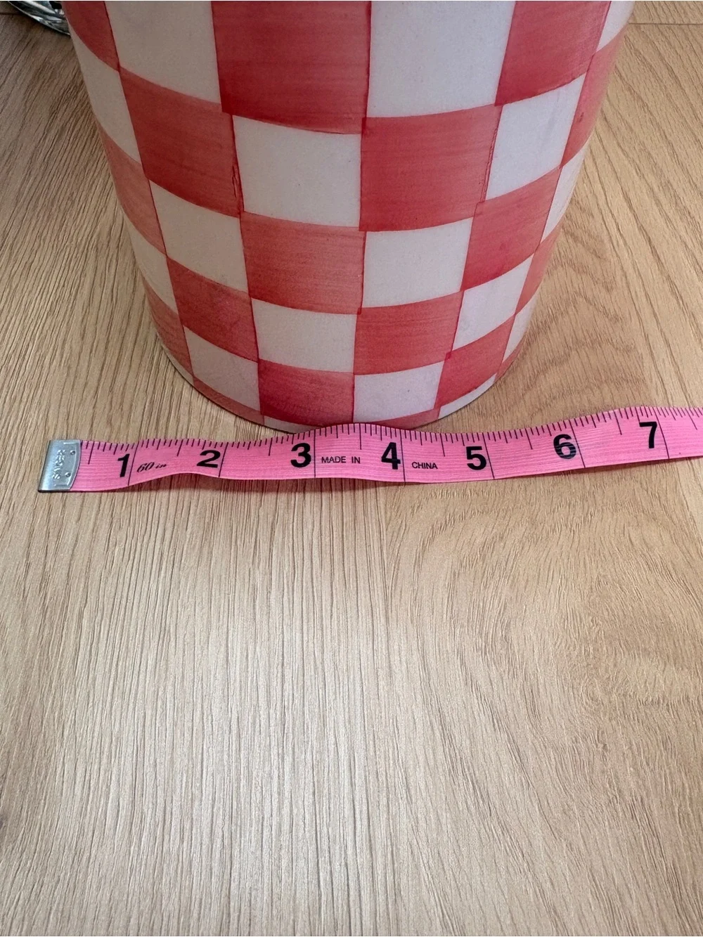 Pink Rosy Checker Utensil Holder